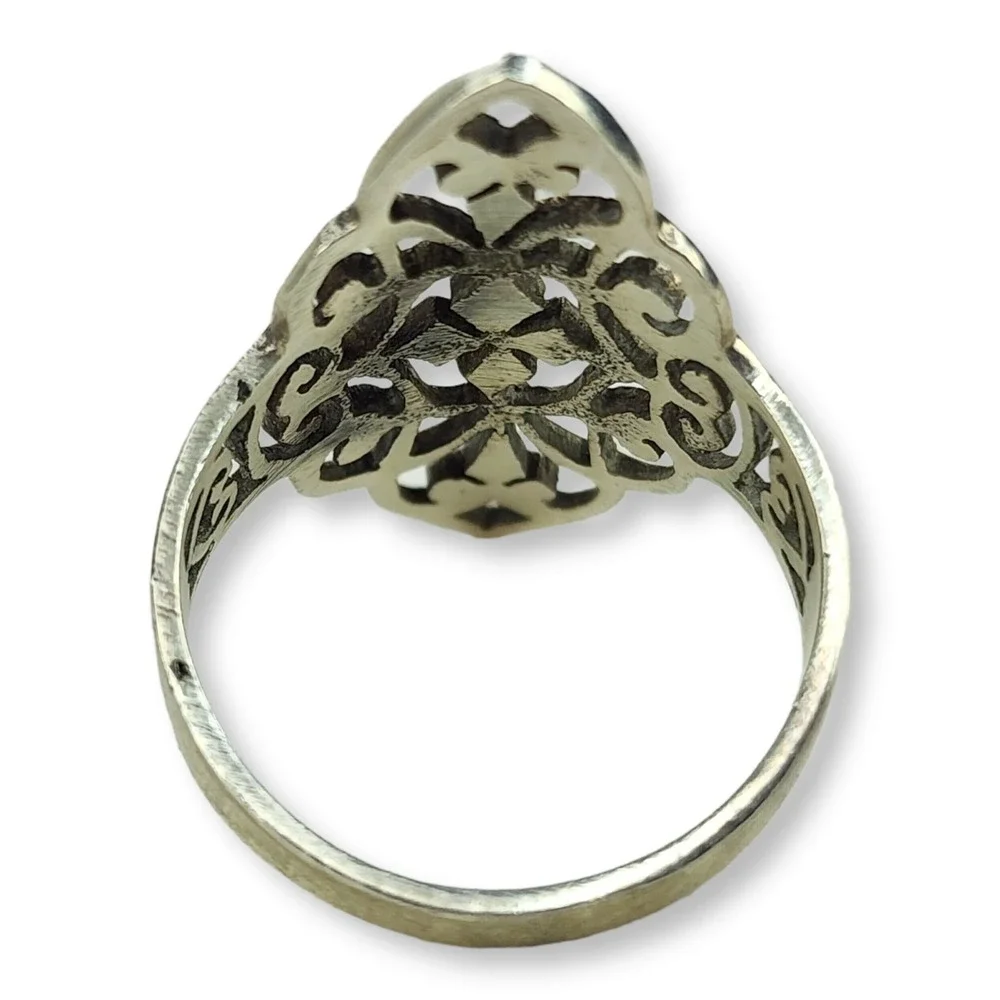 Vintage Sterling Silver 925 Thin Dainty Flower Band Ring Size 7.75